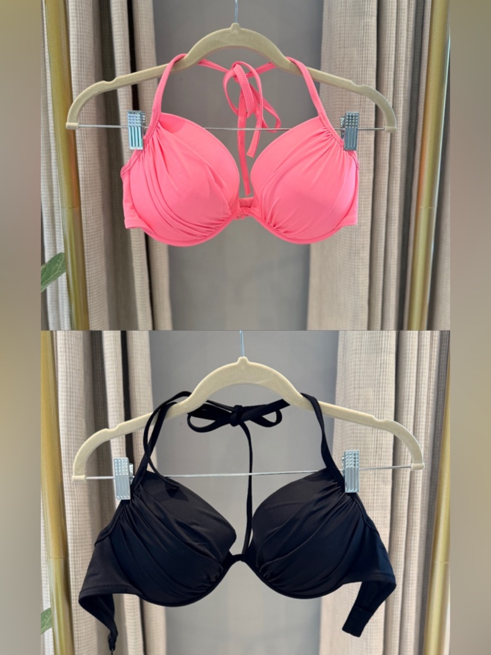 Victoria's Secret Pink & Black Halter Bikini Tops